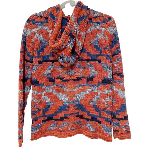 Men’s AE Aztec Southwestern Knit Hoodie | Boho Seriously Soft Pullover Sweater S - Picture 5 of 11